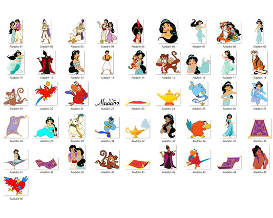 184+ Aladdin SVG Bundle, Genie SVG for Cricut, Jasmine Clipart, Cartoon svg, png, dxf, eps digital file