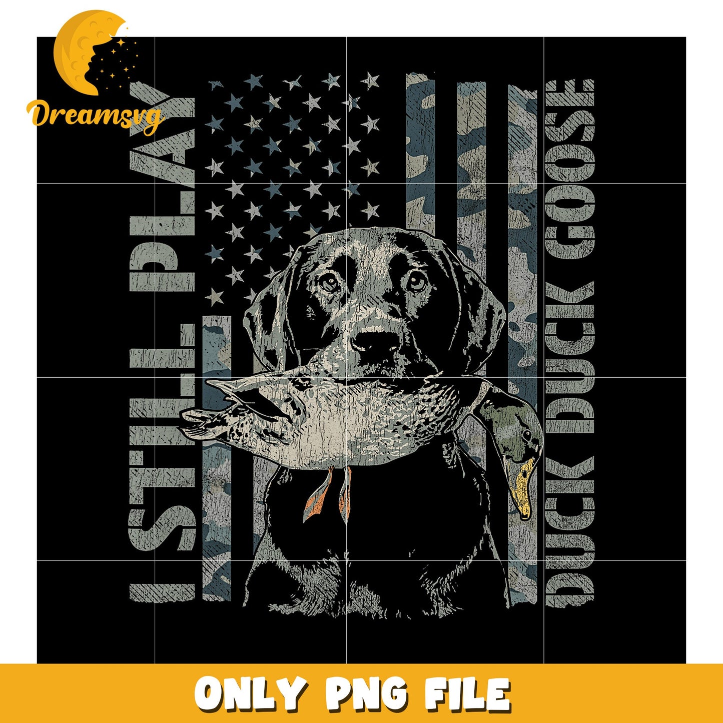 American Flag Duck Hunting Dog PNG