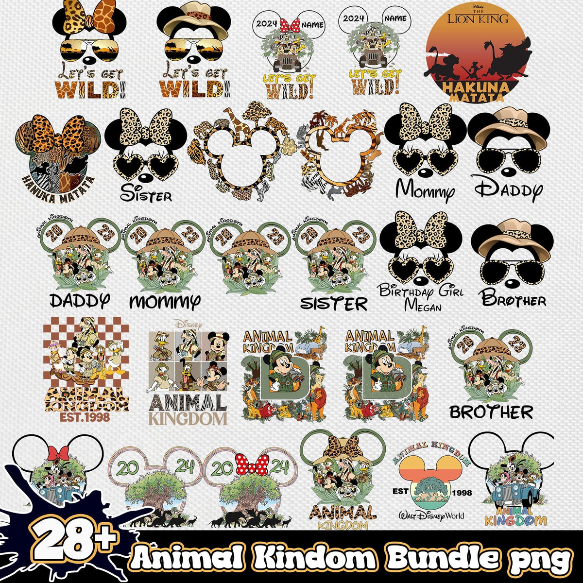 Animal Kindom Disney 2024 png bundle