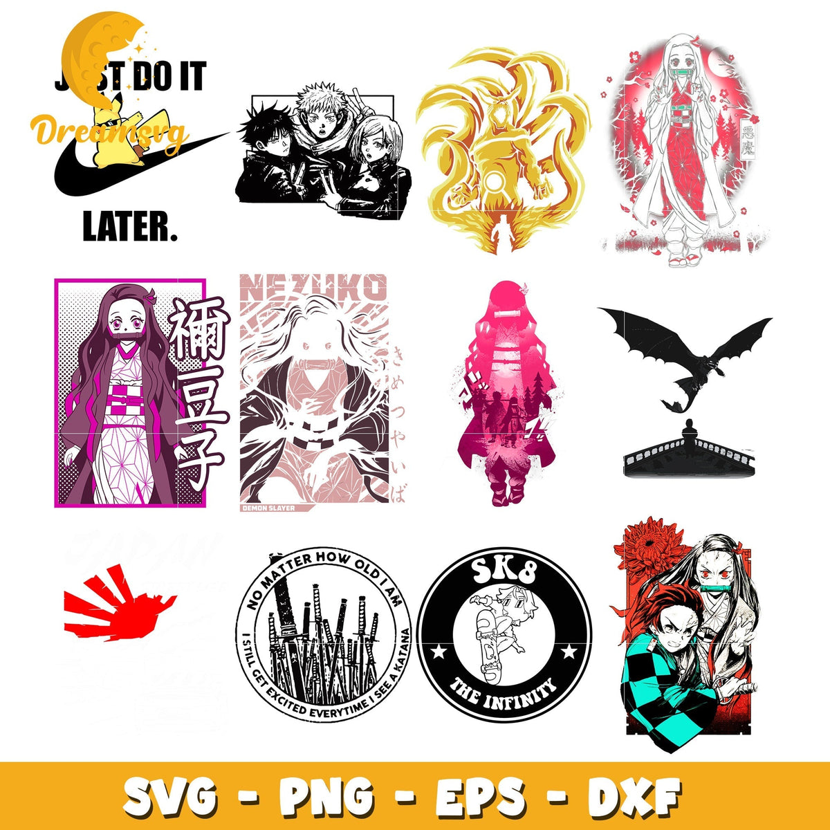 Nezuko kamado character design bundle svg, anime demon slayer svg