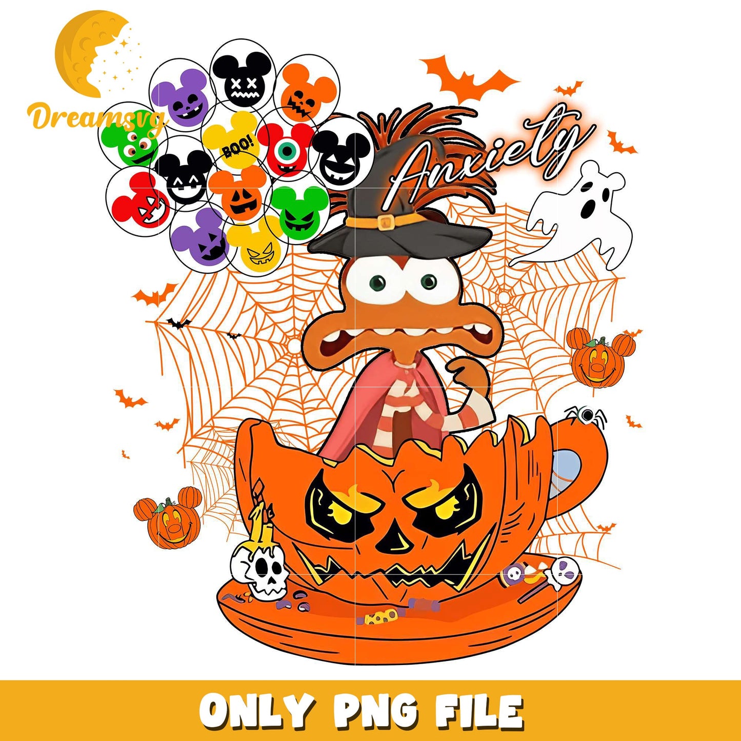 Anxiety Inside Out Halloween png, halloween design png, halloween time png
