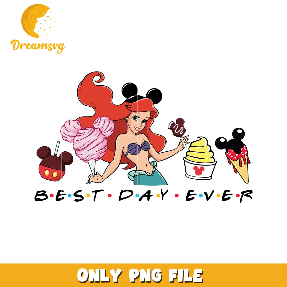 Ariel best day ever png, disney winter joy png, holiday happiness png