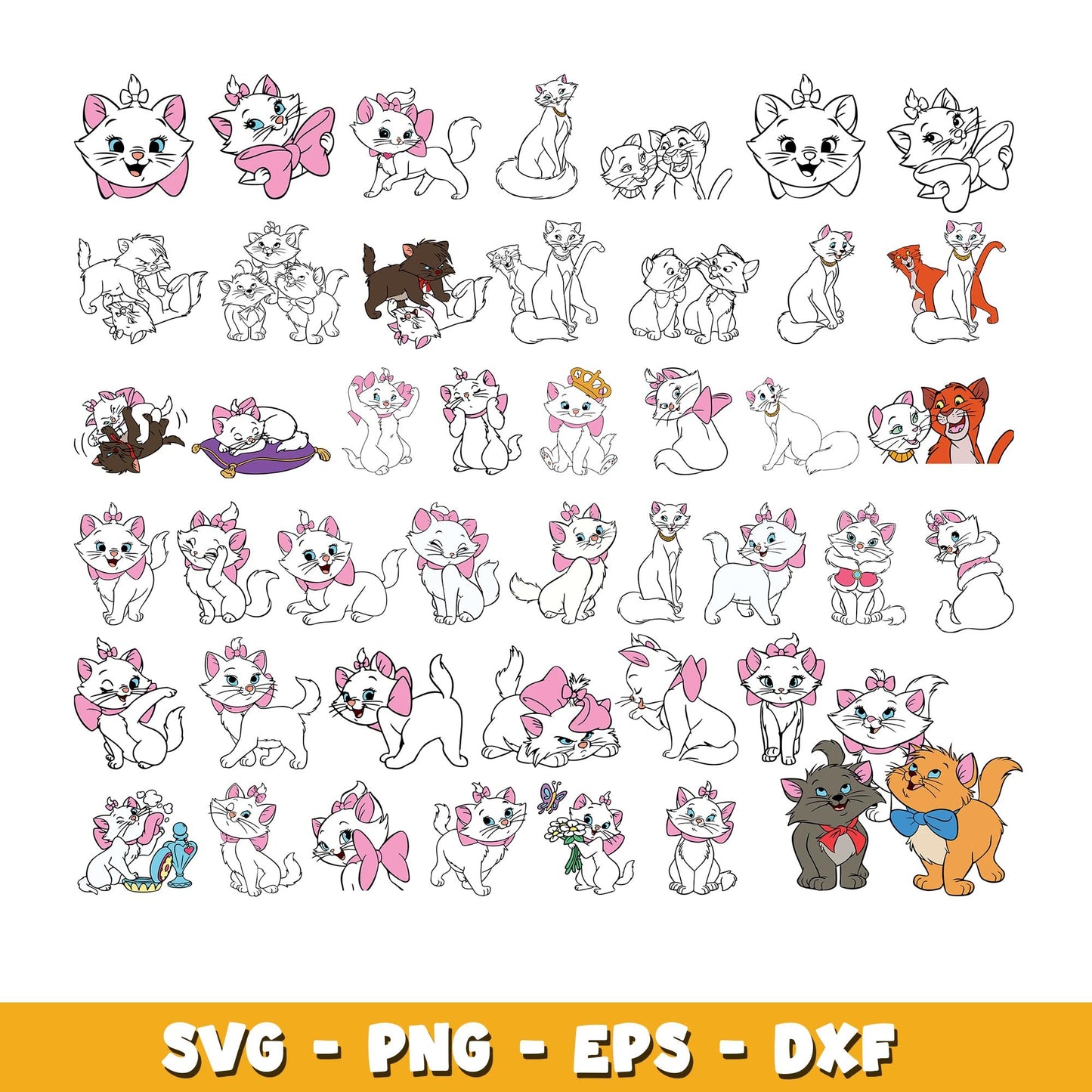 Marie Aristo cats svg, Disney's Marie bundle svg, Cartoon svg, Digital Download