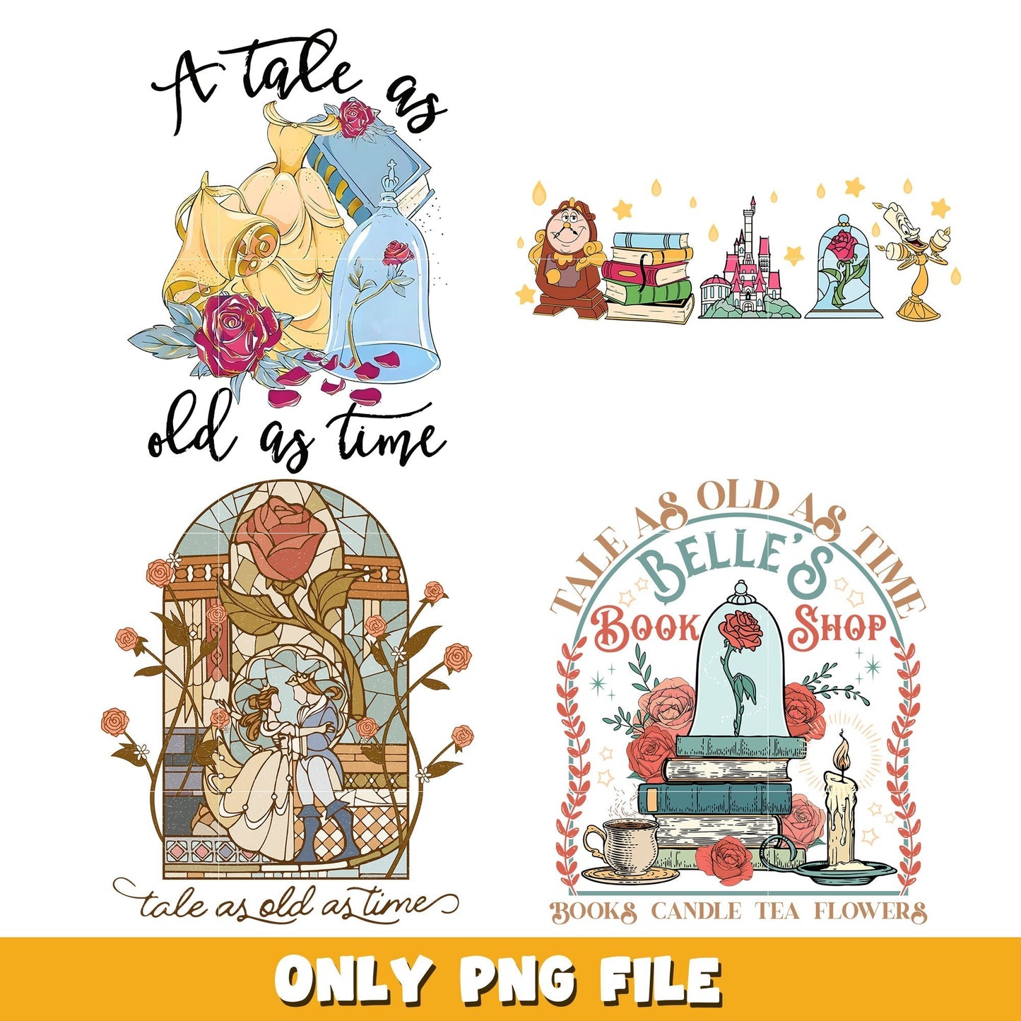 Beauty and the Beast bundle png, Disney cartoon png, Digital download