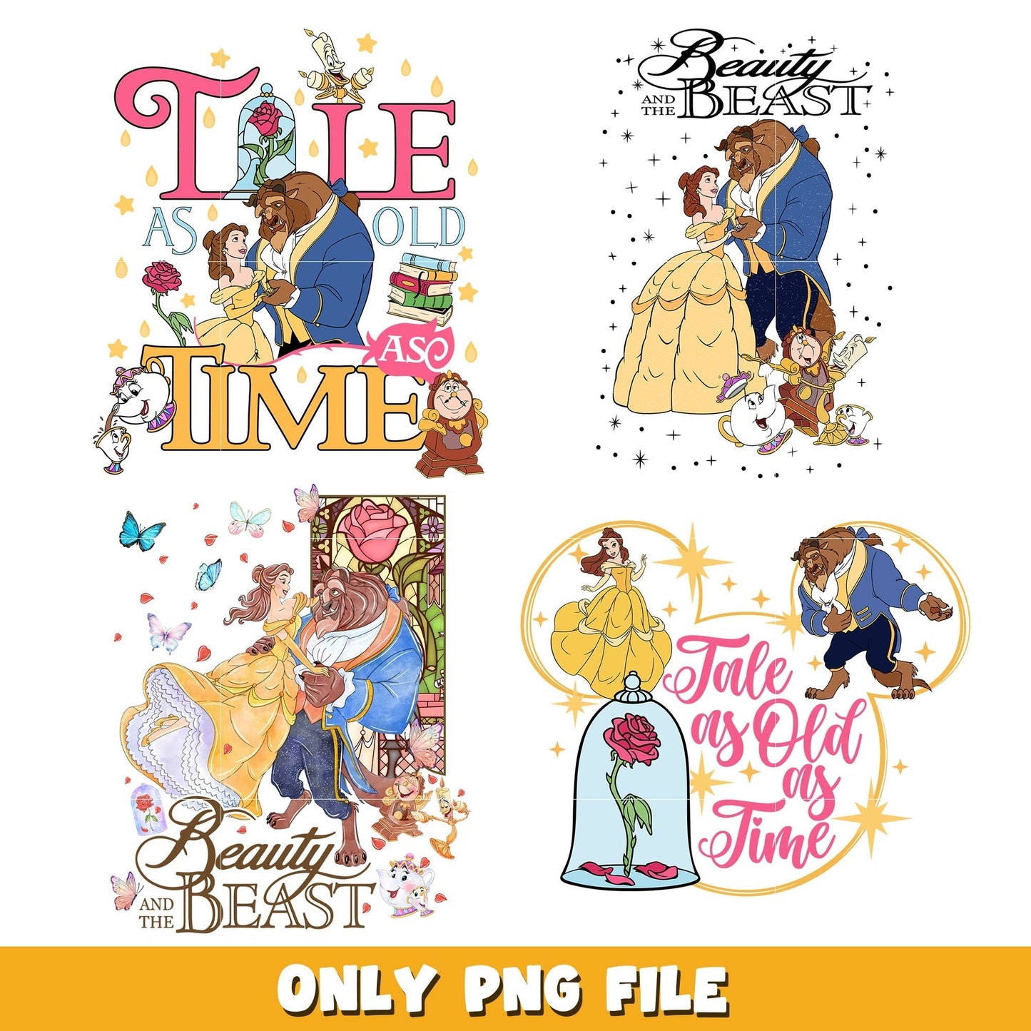 Disney Beauty and the Beast bundle png, Disney cartoon png, Digital download