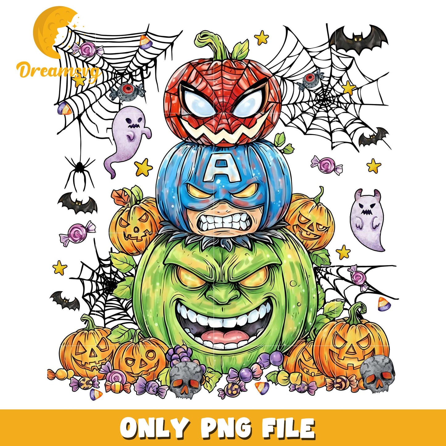 Avengers pumpkin head png, costumes in halloween png, spooky season png