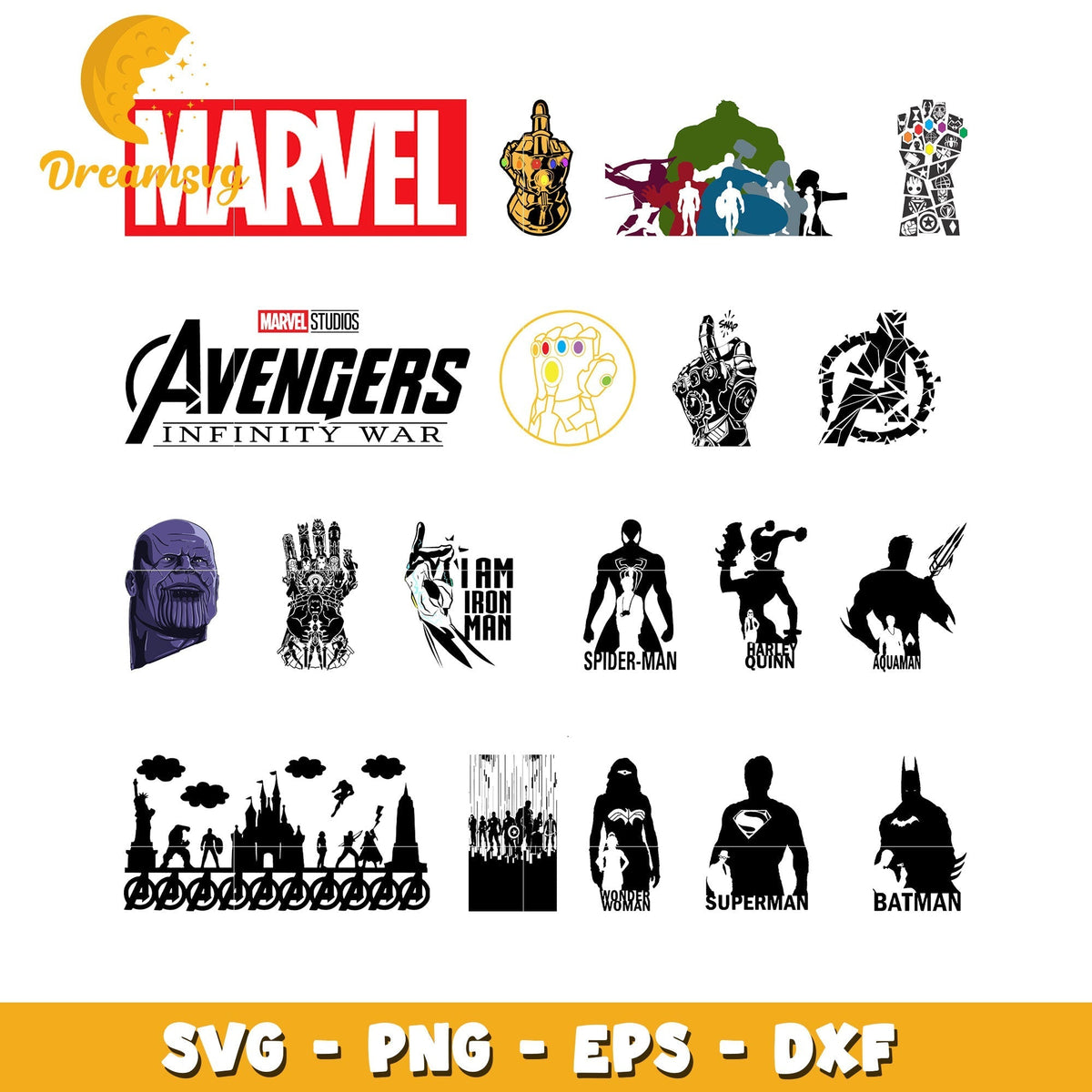 Marvel avengers black white design bundle svg, marvels avengers svg