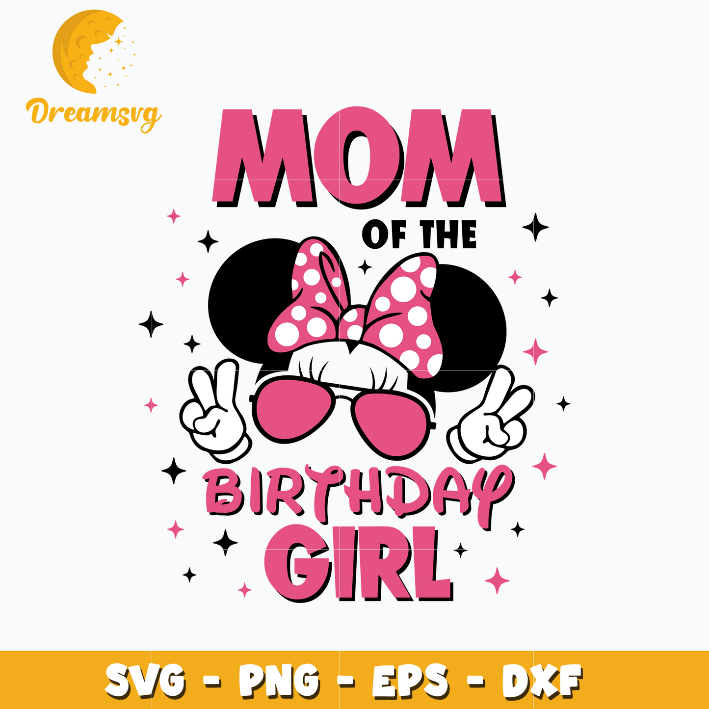 Minnie head disney mom of the birthday girl svg