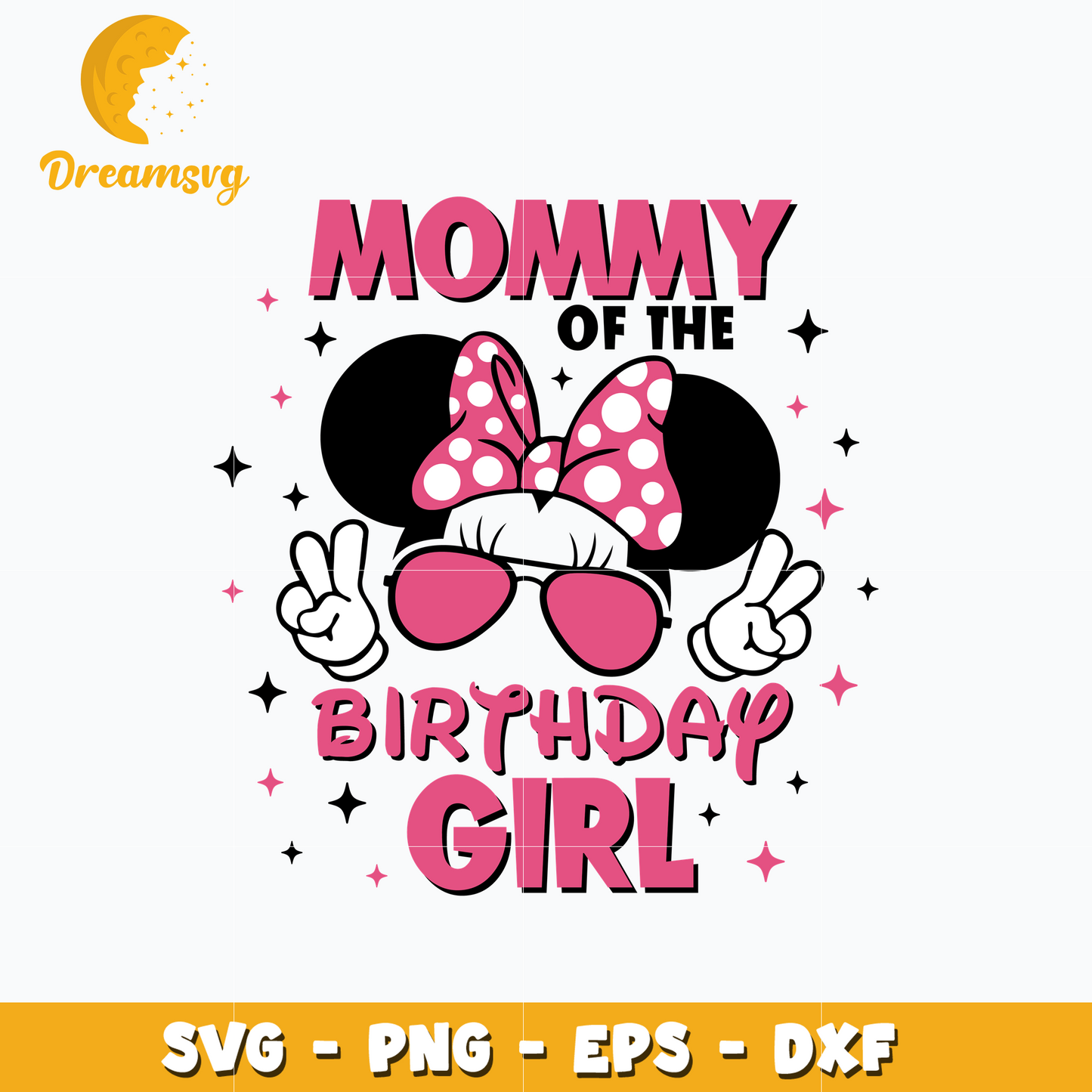 Minnie head disney mommy of the birthday girl svg