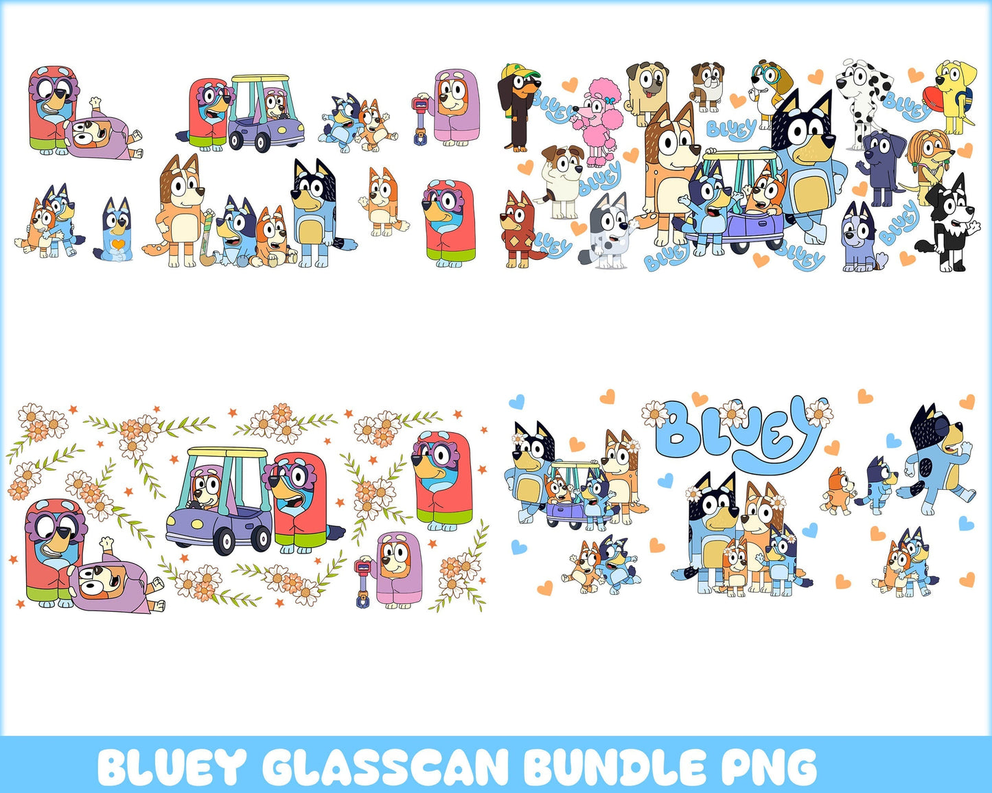 Bluey Glass Can, Bluey Cup, Bluey Tumbler, Bingo Cup, Bluey PNG, Bluey Iced Coffee, Bluey Cup