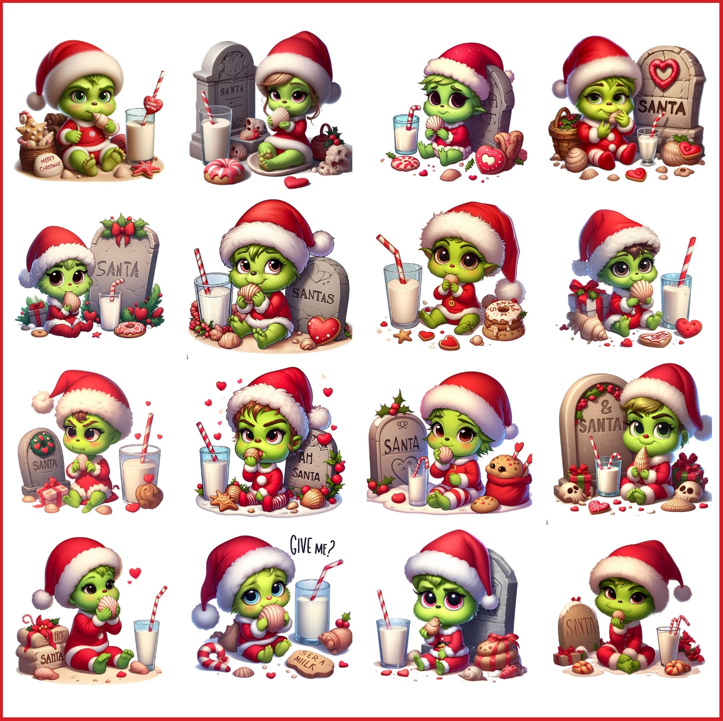 Baby Grinch Santa bundle png
