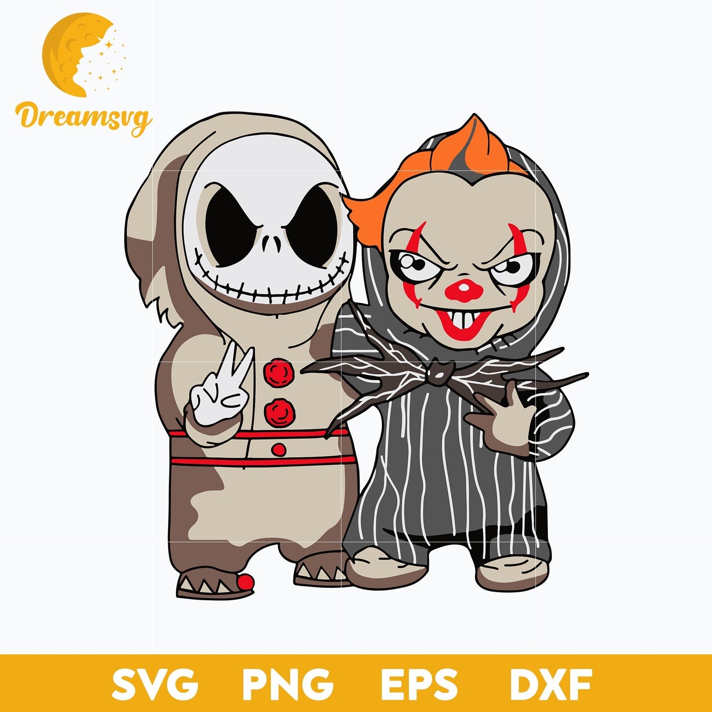 Baby Jack Skellington and Pennywise Halloween svg, Halloween svg, png, dxf, eps digital file.