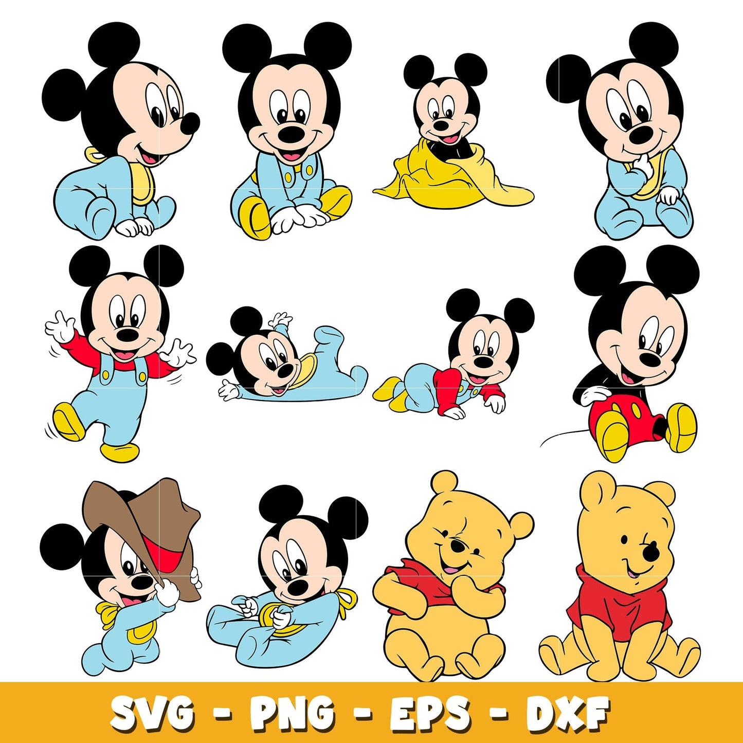 Layered Baby Mickey mouse bundle svg, Disney svg, Digital download