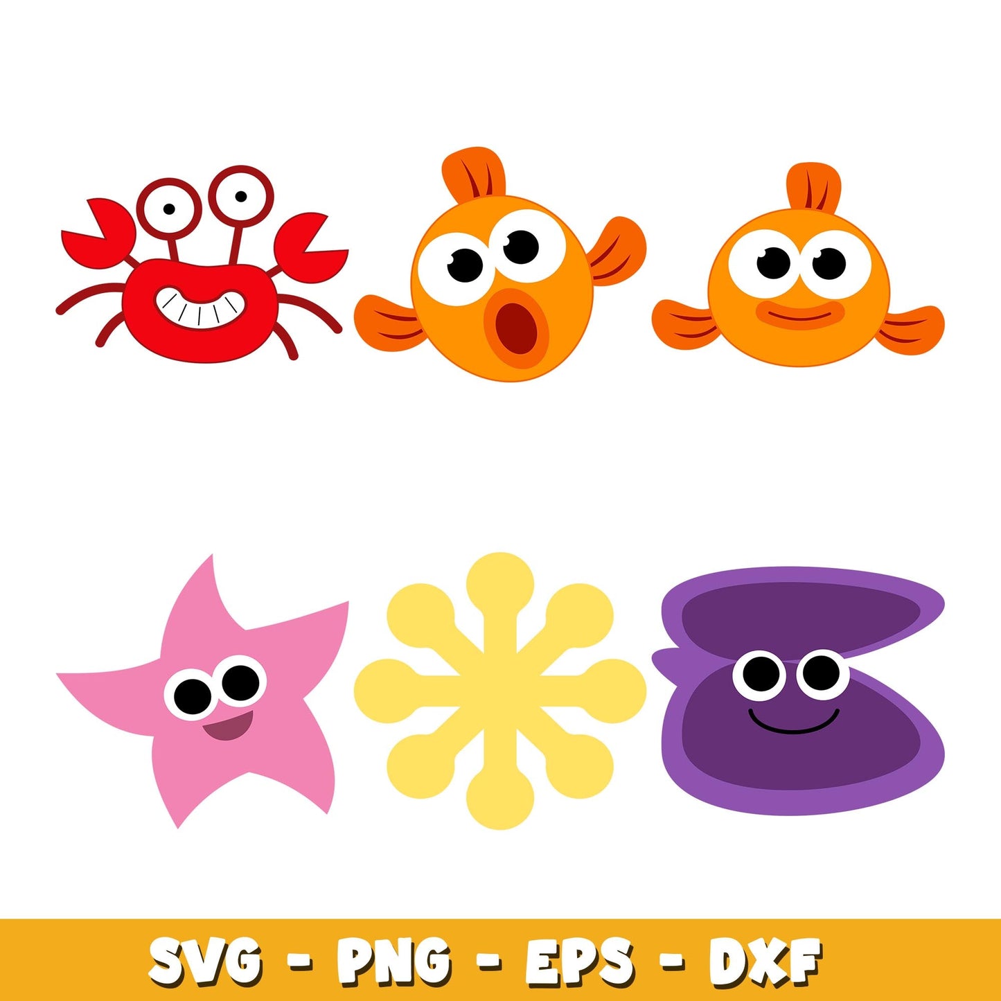 Sea Baby Shark Friends svg, Baby Shark bundle svg, Cartoon svg, Digital Download