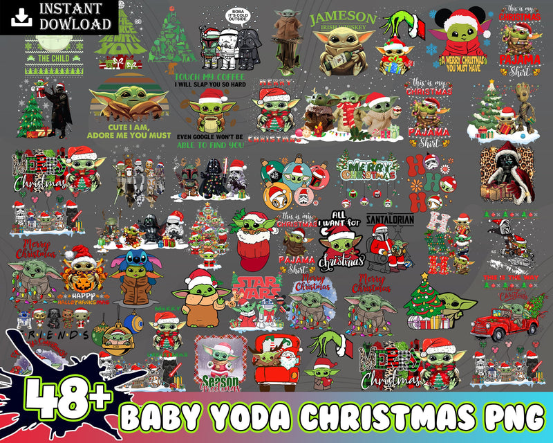 48+ Baby Yoda Christmas PNG, Baby Grogu, Christmas digital bundle, PNG formats, Digital files CRM29112203