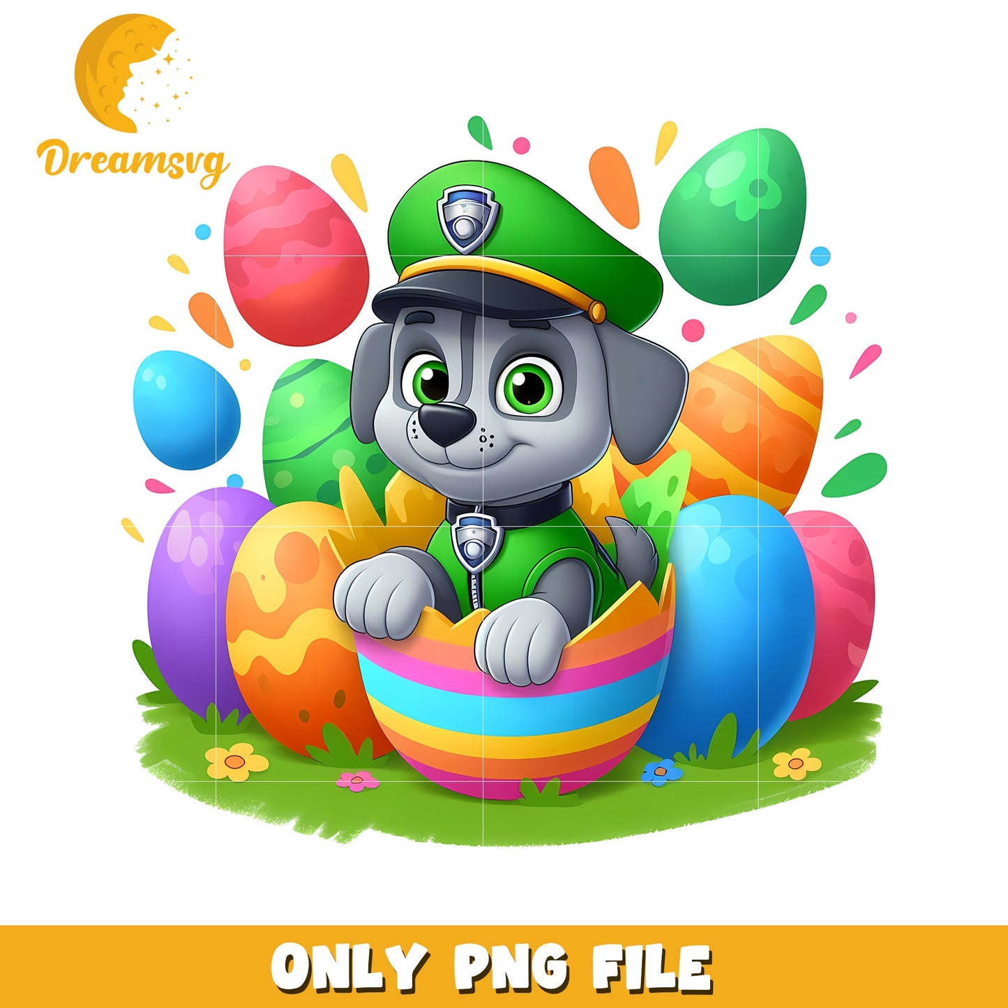 Baby rocky easter eggs png, happy easter day png, paw patrol png