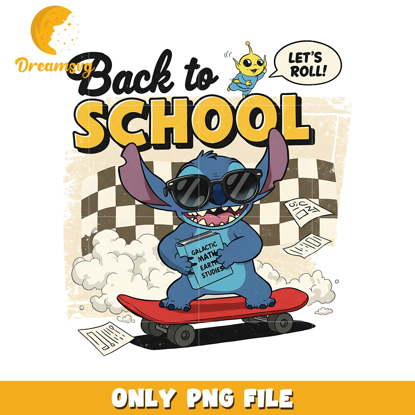 Back to school stitch png, disney png, lilo and stitch png