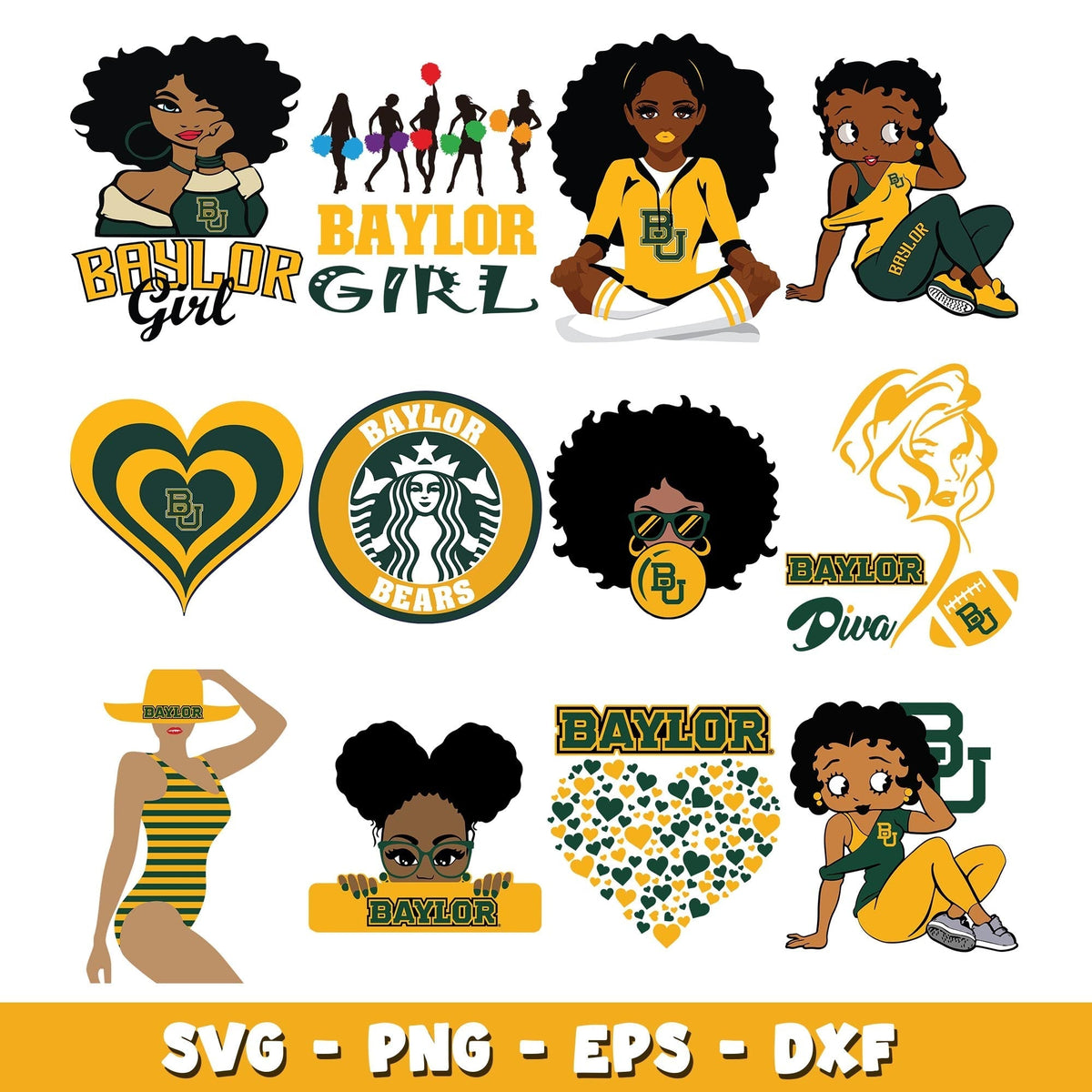 Girl Baylor Bears Bundle svg, Baylor Bears logo svg, ncaa svg