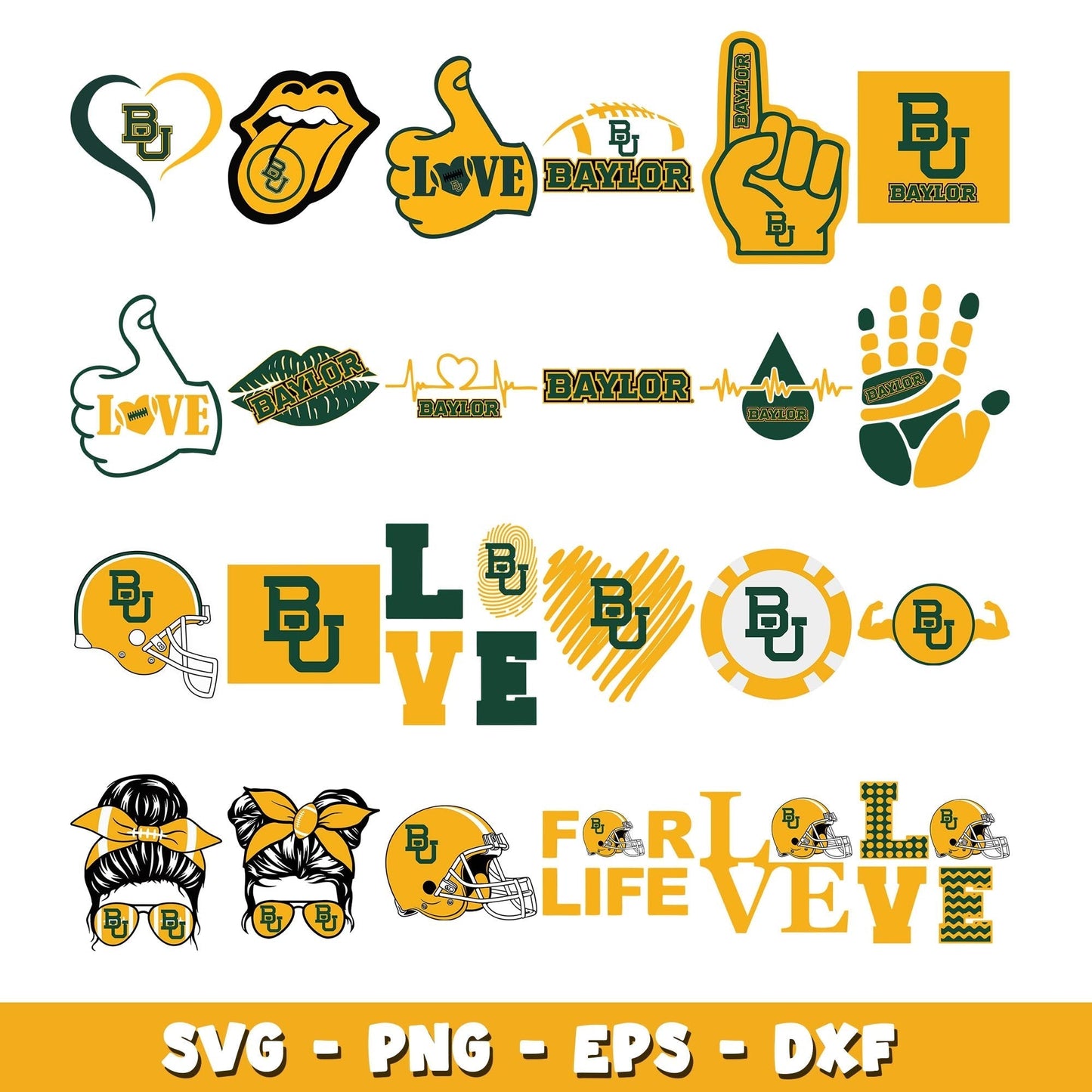 Love Baylor Bears Bundle svg, Baylor Bears logo svg, ncaa svg