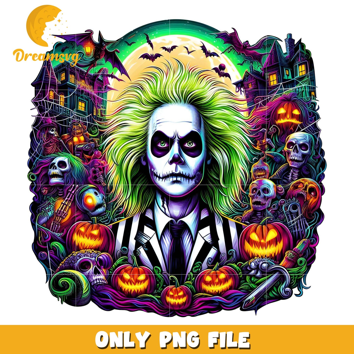 Beetlejuice pumpkin png, halloween decor png, halloween background png