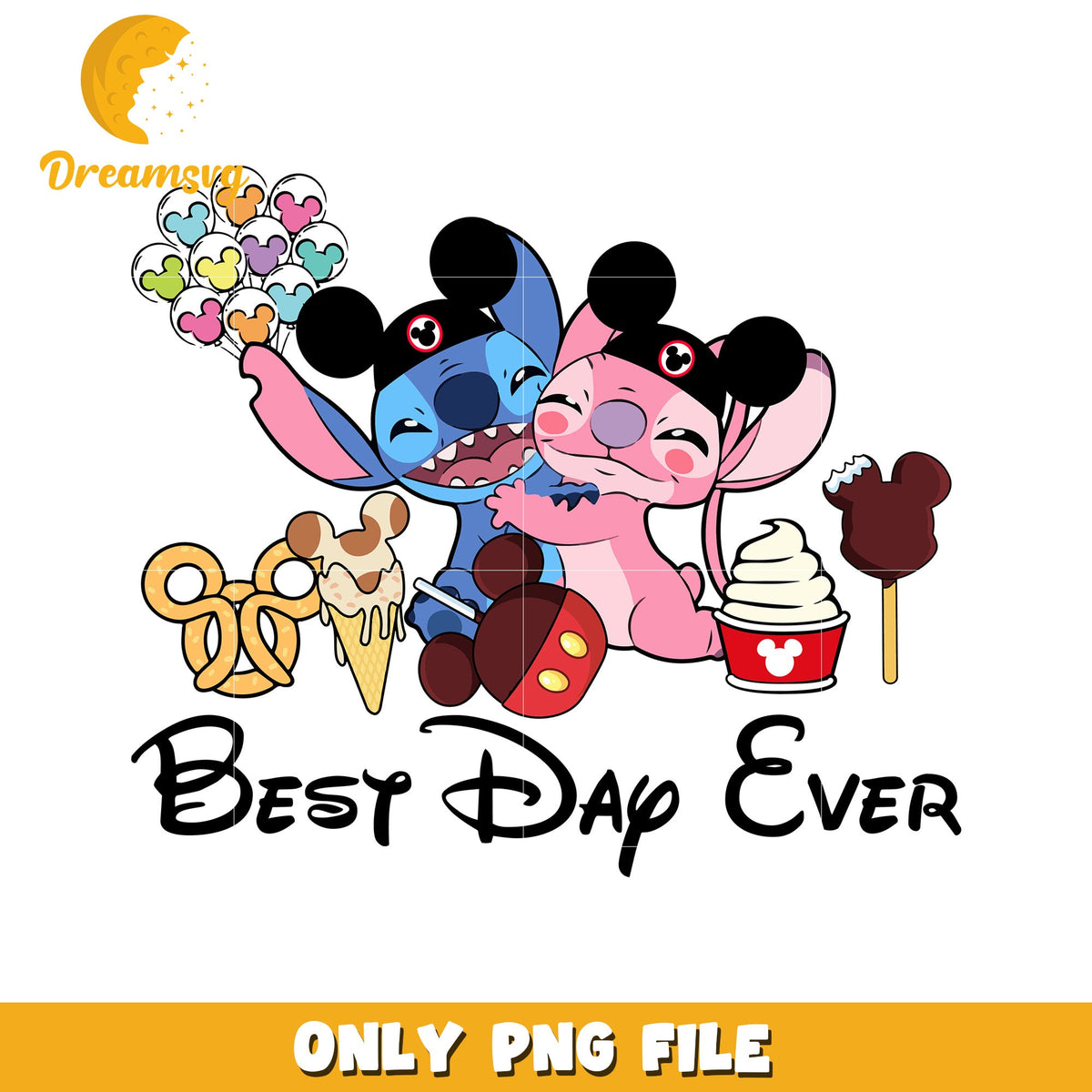 Best day ever stitch png, disney winter joy png, holiday happiness png