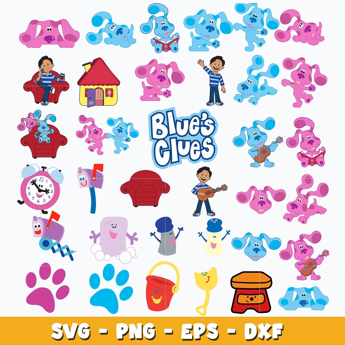 Blues clues cliparts bundle svg, Cartoon svg, Digital download