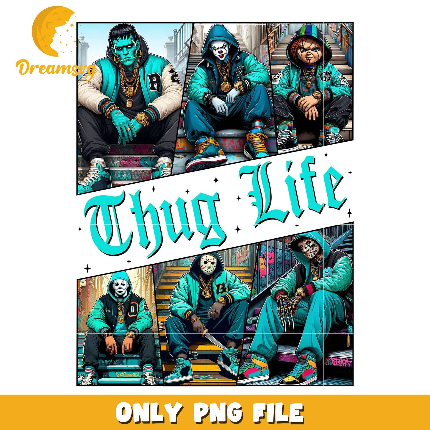 Blue text thug life png, halloween era png, halloween candy png