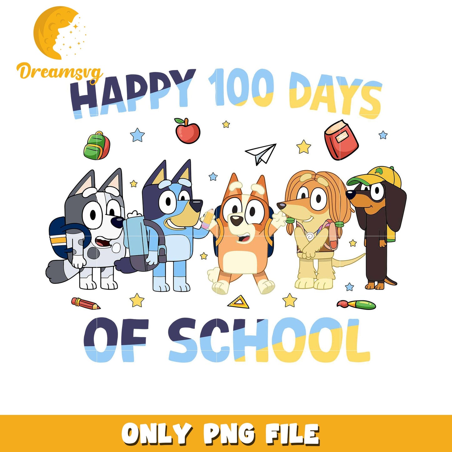 Bluey 100 Days School PNG