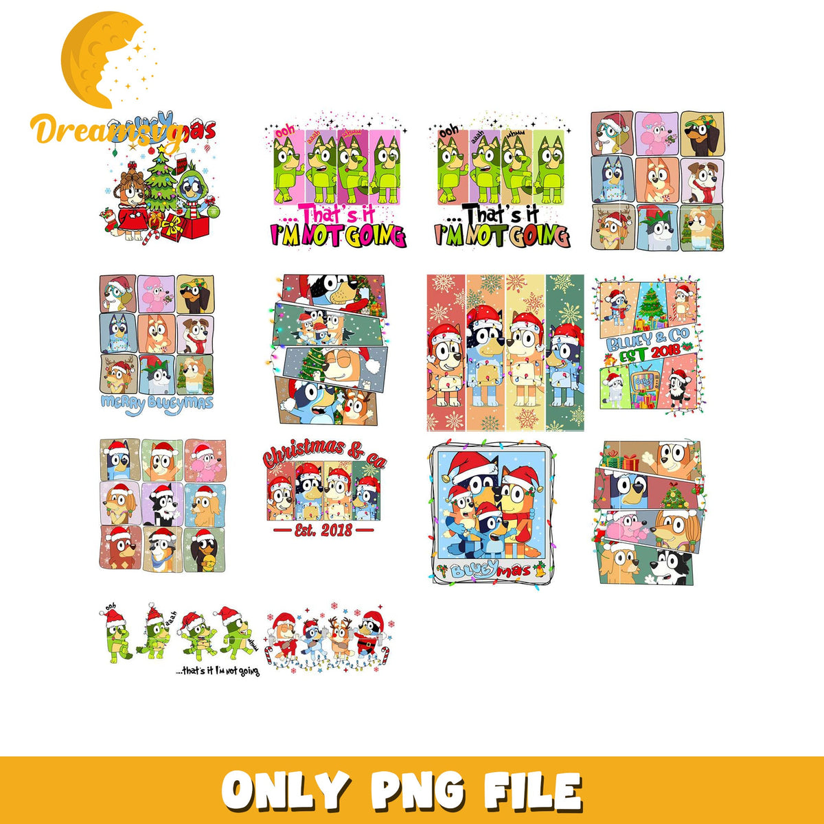 Bluey Christmas PNG Bundle Instant Download