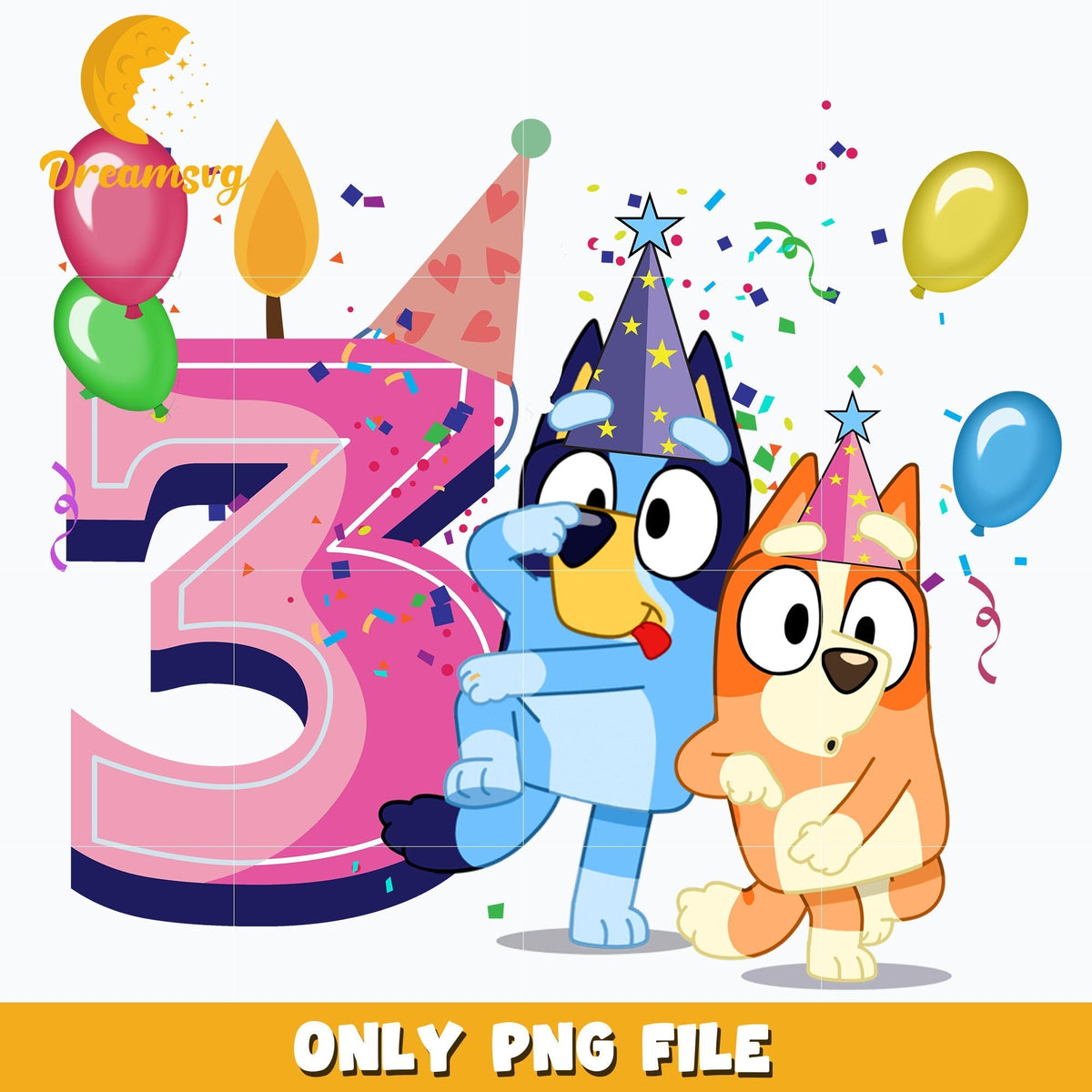 Bluey Happy 3rd Birthday png, png, dxf, eps file FN00002.