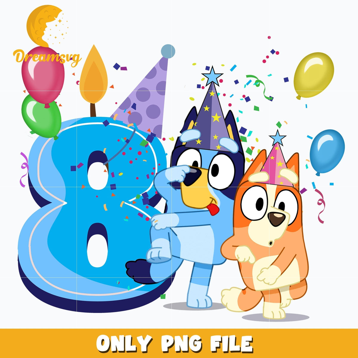 Bluey Happy 8th Birthday png, png, dxf, eps file FN00002.