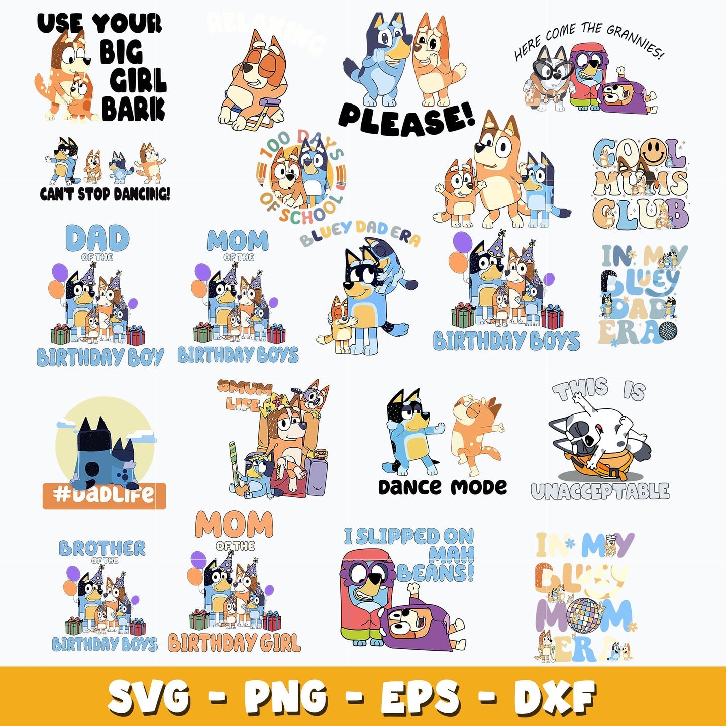 Bluey Family Bundle svg, Bluey svg, Cartoon svg, Digital download