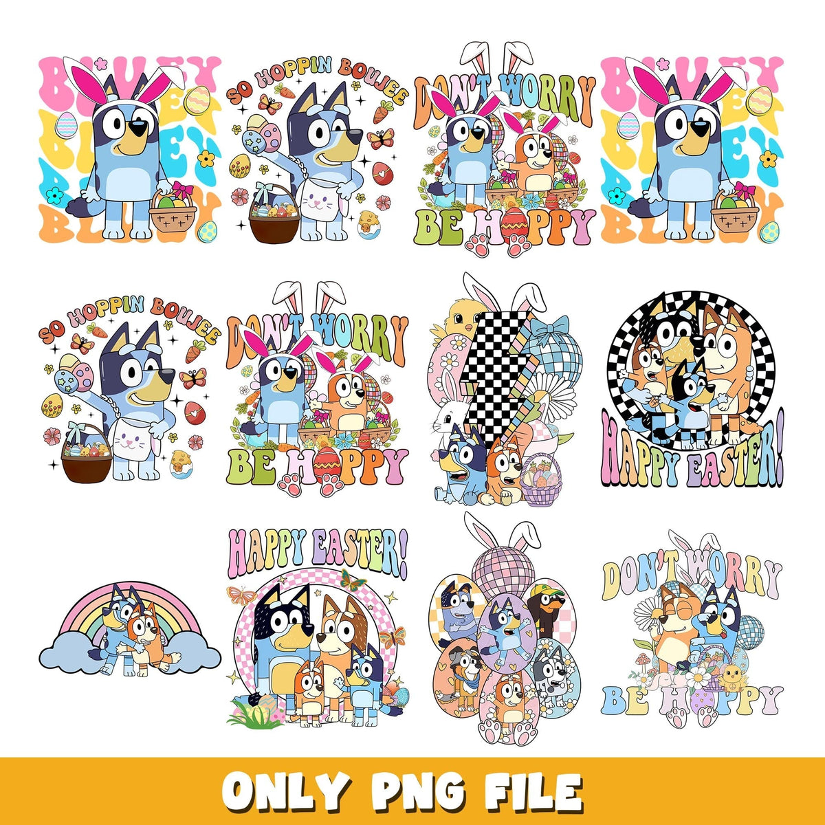 Bluey cartoon Easter day png,Bluey bundle png, cartoon png