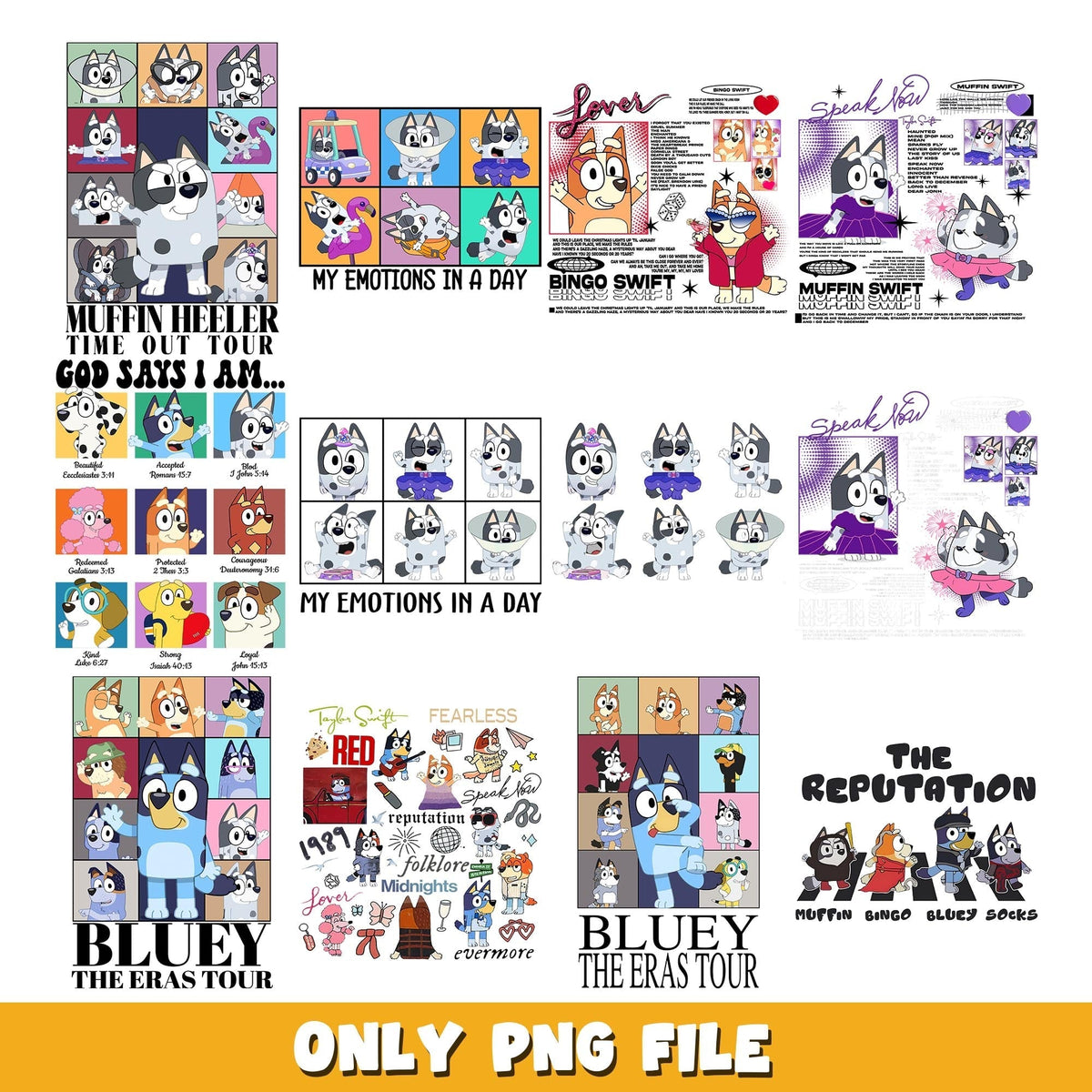 Bluey cartoon characters png, Bluey bundle png, cartoon png