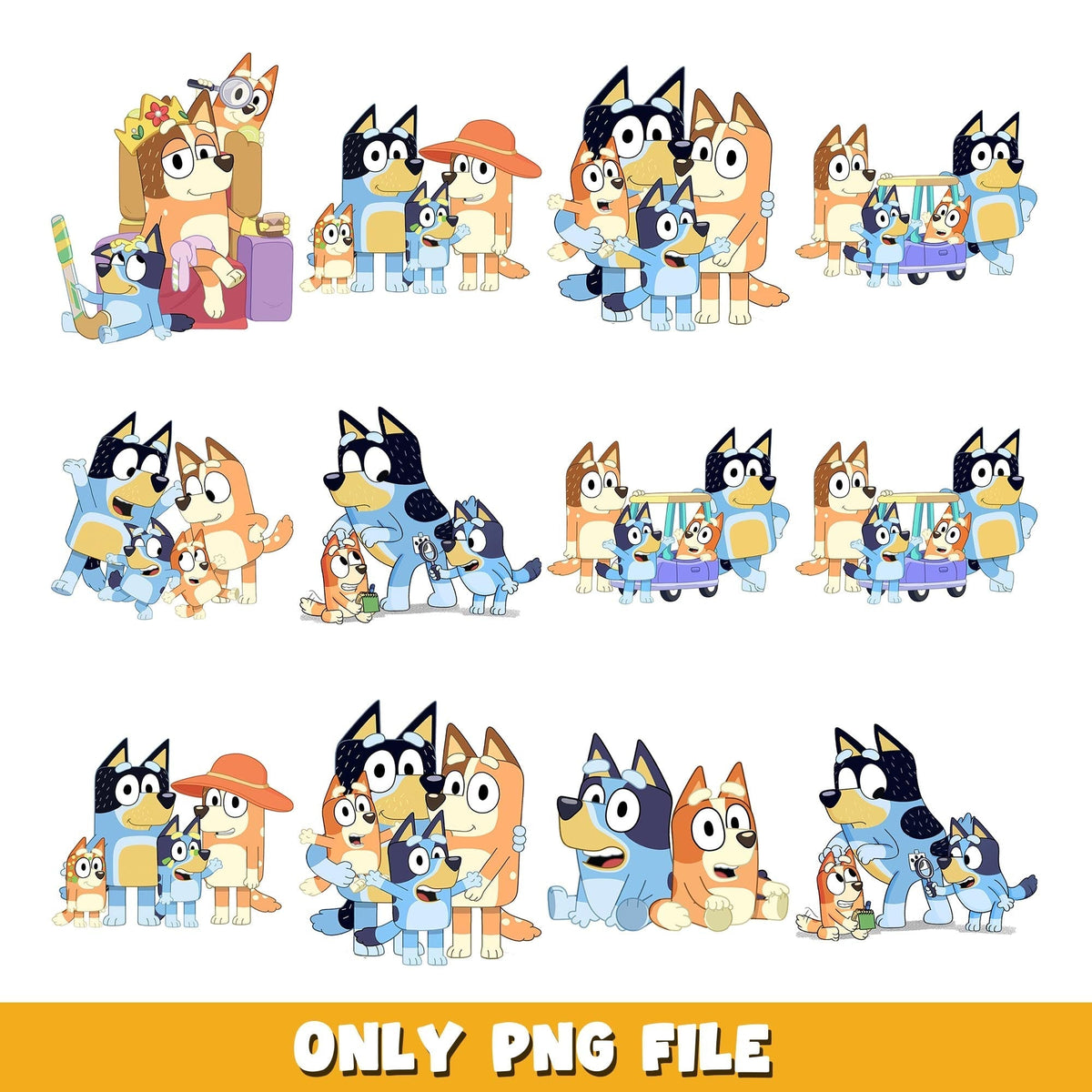 Bluey Dog Family png, Bluey bundle png, cartoon png