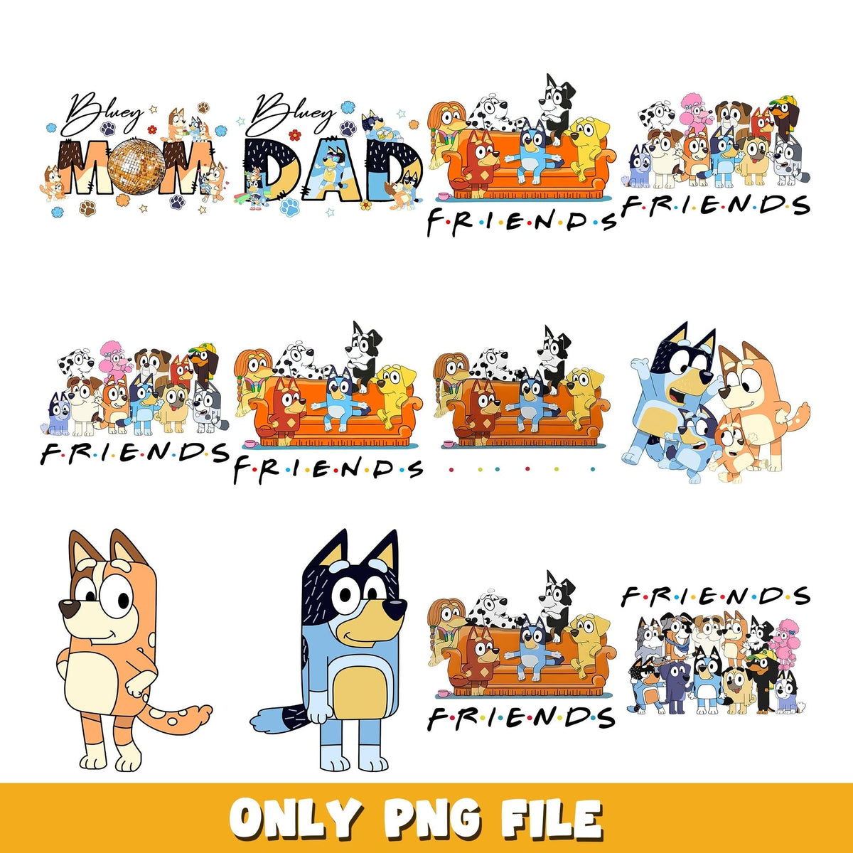 Friends Bluey png, Bluey bundle png, cartoon png