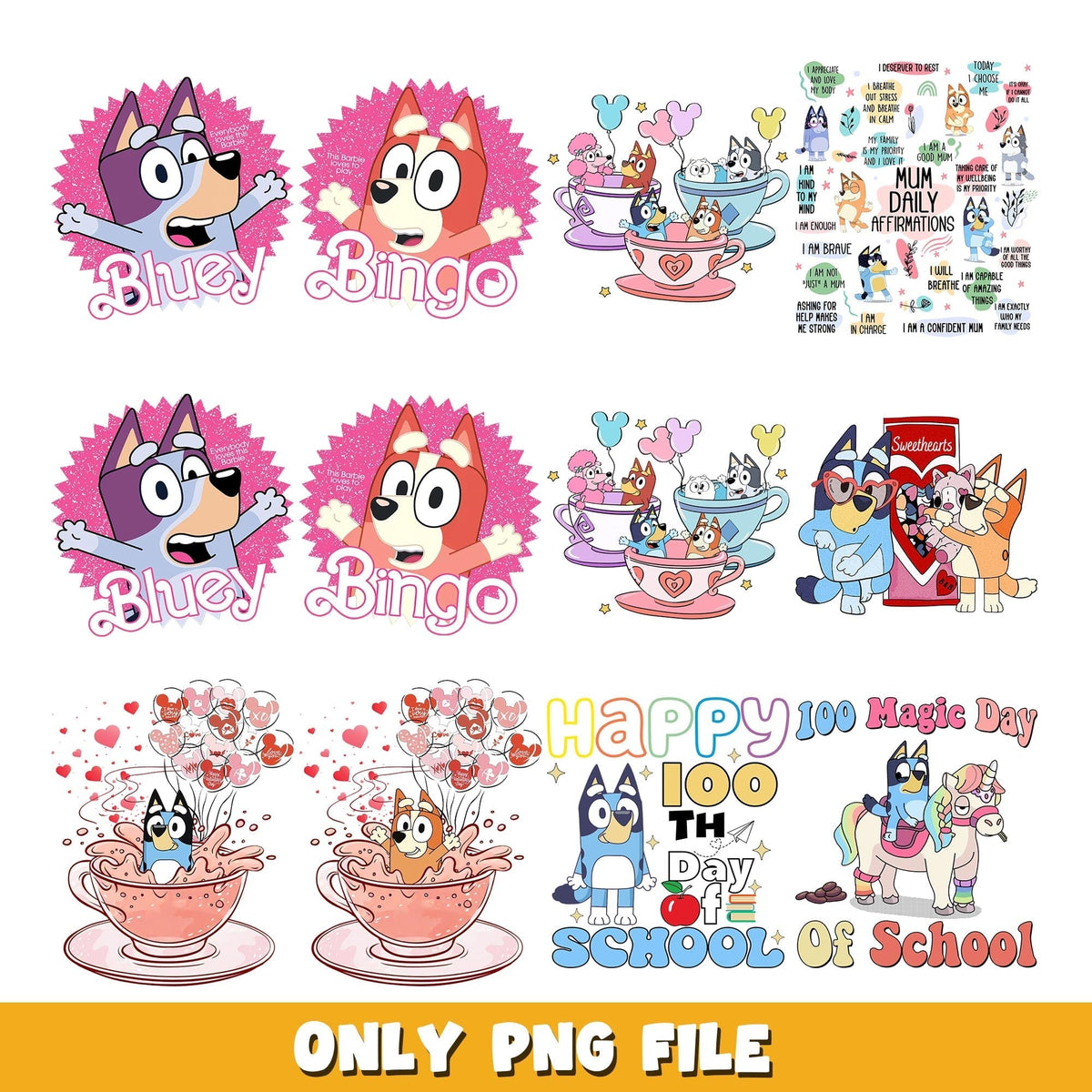 Bluey And friends love png, Bluey bundle png, cartoon png