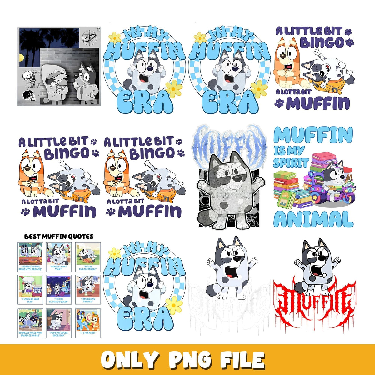 Bluey cartoon characters muffin png, Bluey bundle png, cartoon png