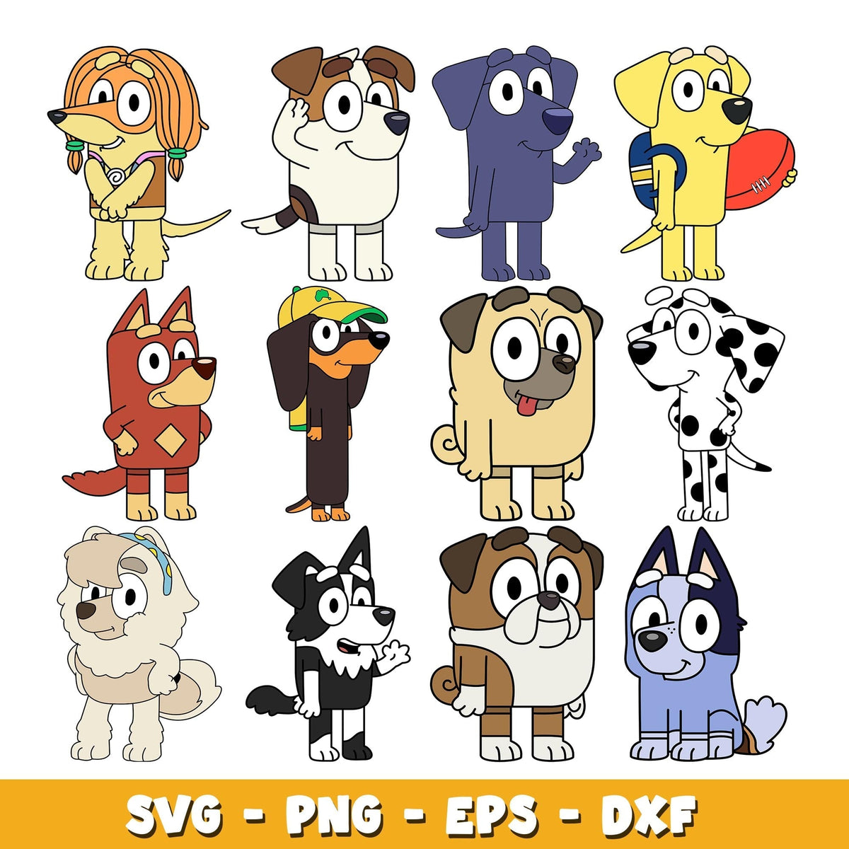 Bluey Honey Indy Lucky Snickers Rusty Coco Chloe Mackenzie and Friends svg, Bluey bundle svg, Cartoon svg