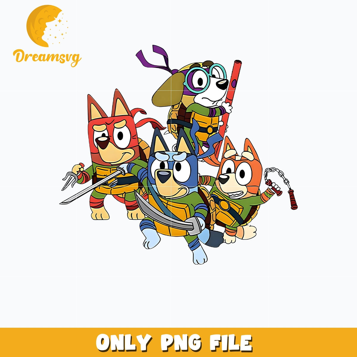 Bluey friends x ninja turtule png