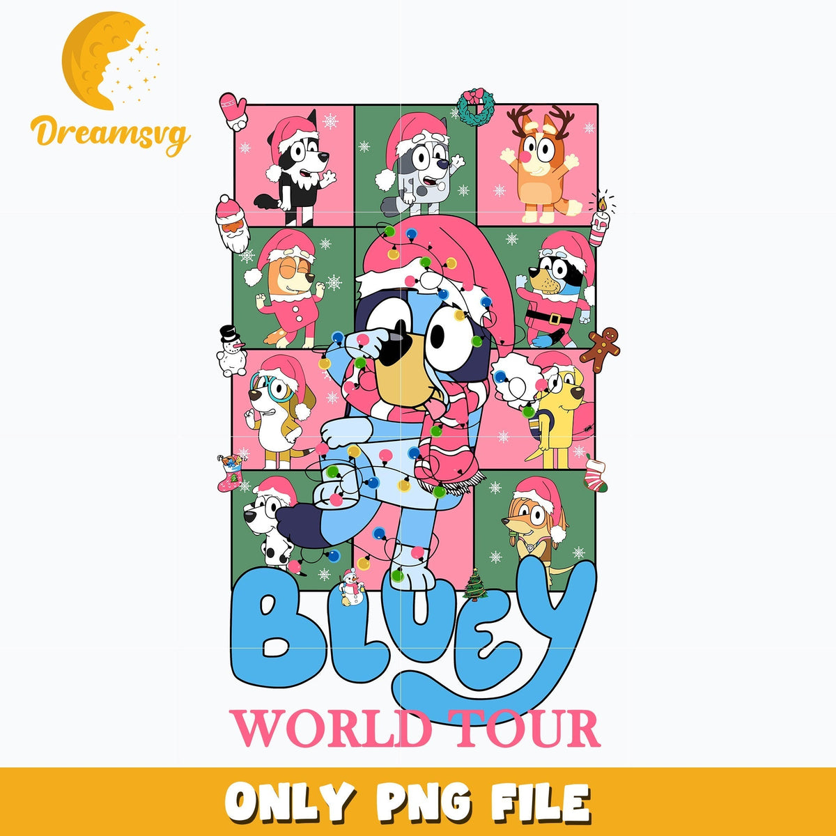 Bluey world tour christmas png.
