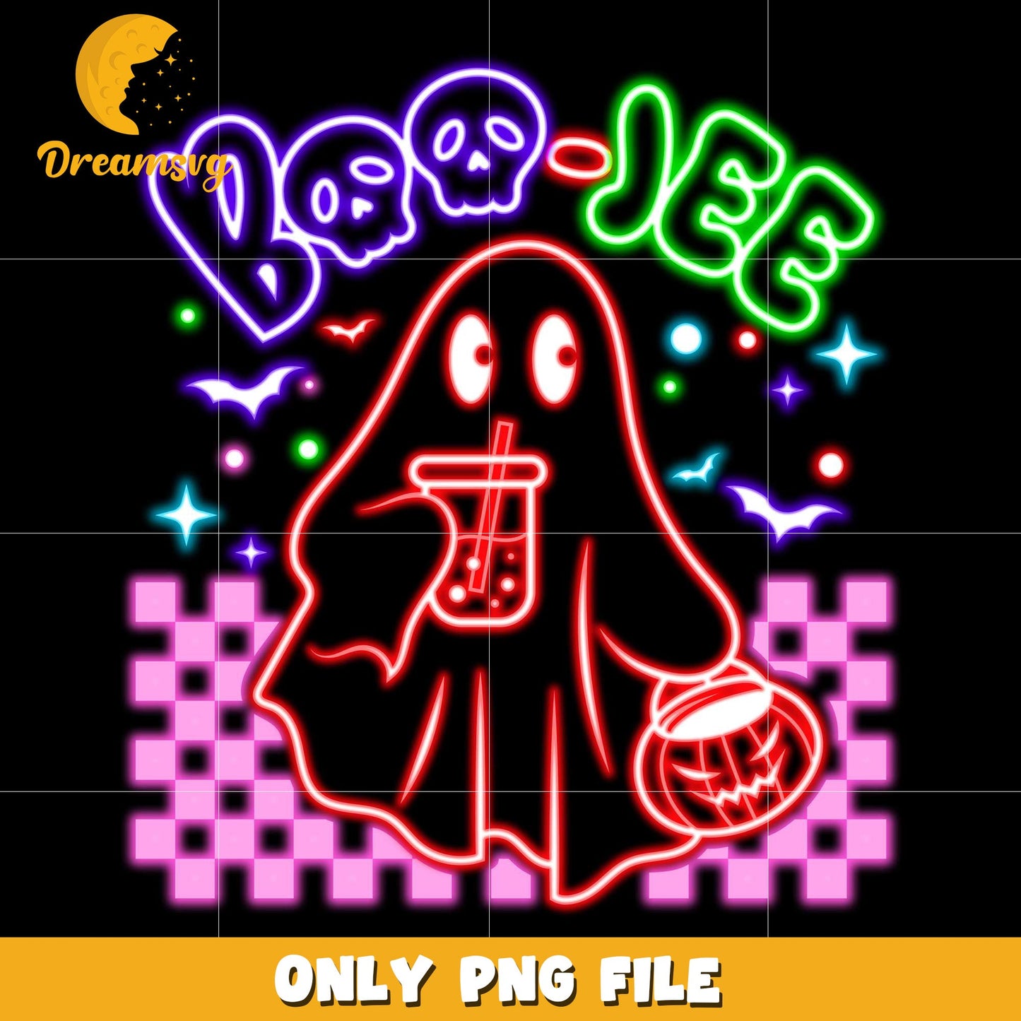 Boo jee ghoul neon png, spooky autumn png, trick or treat png