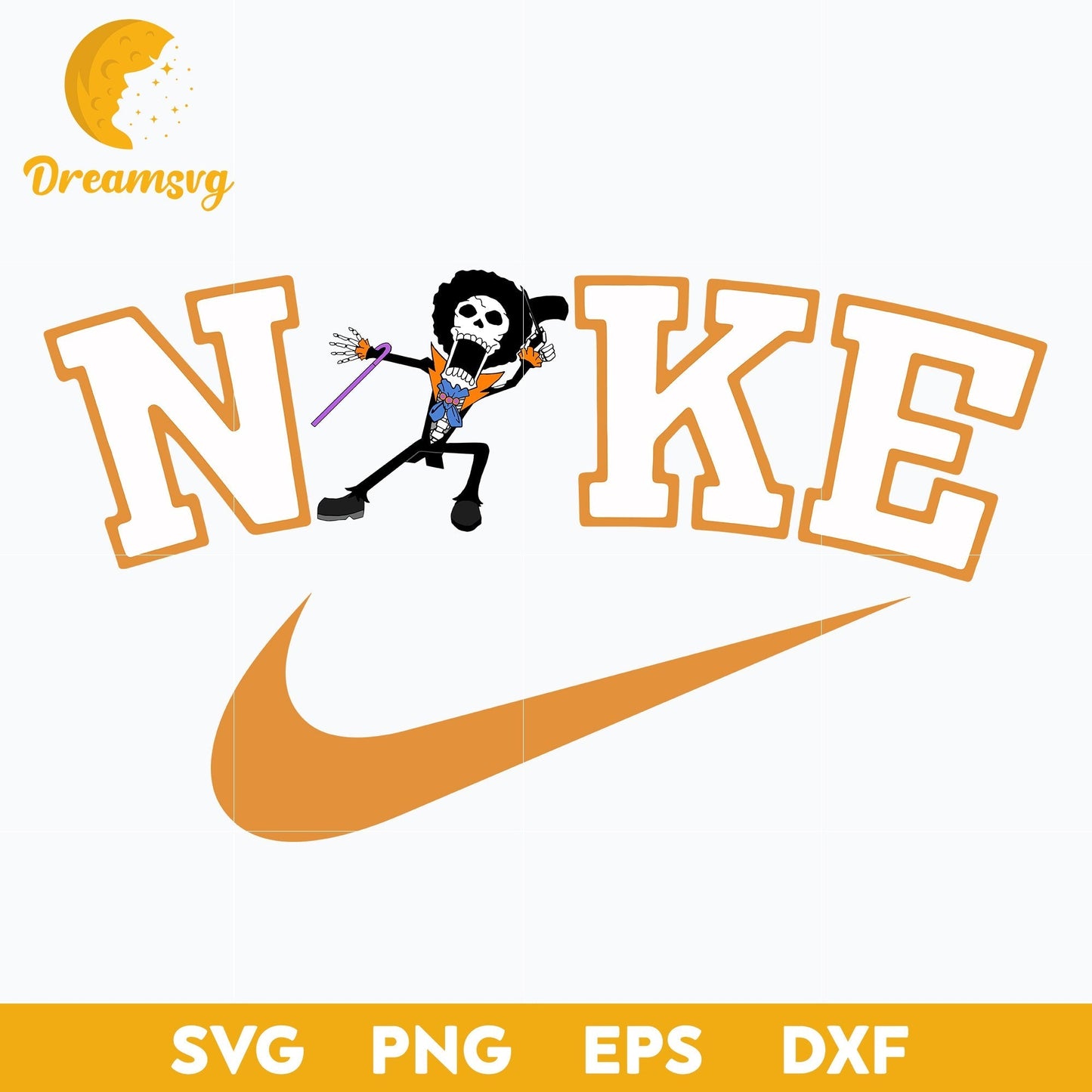 Brook One Piece x Nike Svg, Brook One Piece Svg, Brook Chibi Svg, One Piece Svg, file for cricut, Anime svg, png, eps, dxf digital download