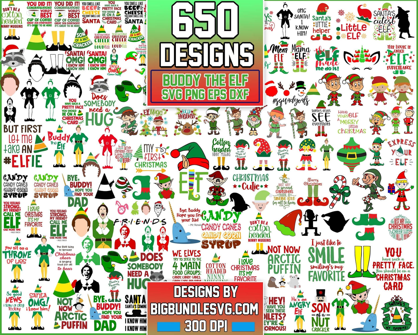 650+ Buddy The Elf SVG bundle, Christmas Friends SVG digital bundle, PNG EPS DXF formats, Digital files