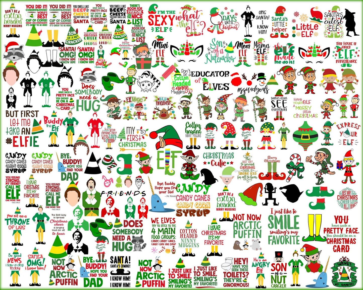 Verdion 2 - 650+ Buddy The Elf SVG bundle, Christmas Friends SVG digital bundle, PNG EPS DXF formats, Digital files