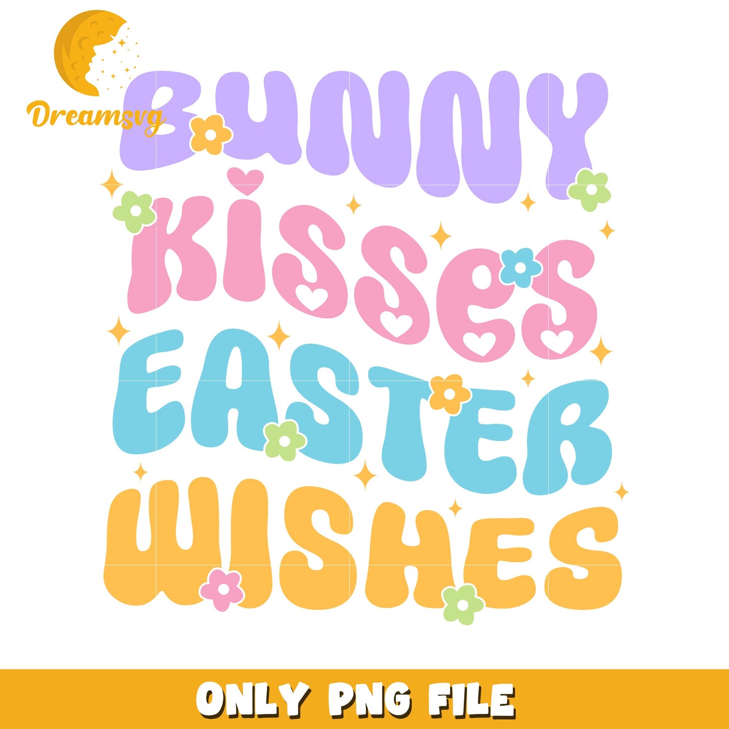 Bunny Kisses Easter Wishes PNG Design
