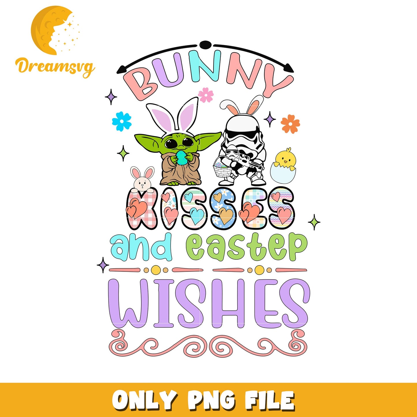 Bunny Kisses and Easter Wishes Fun PNG Art for Spring