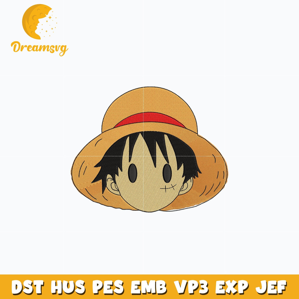 Luffy face embroidery design