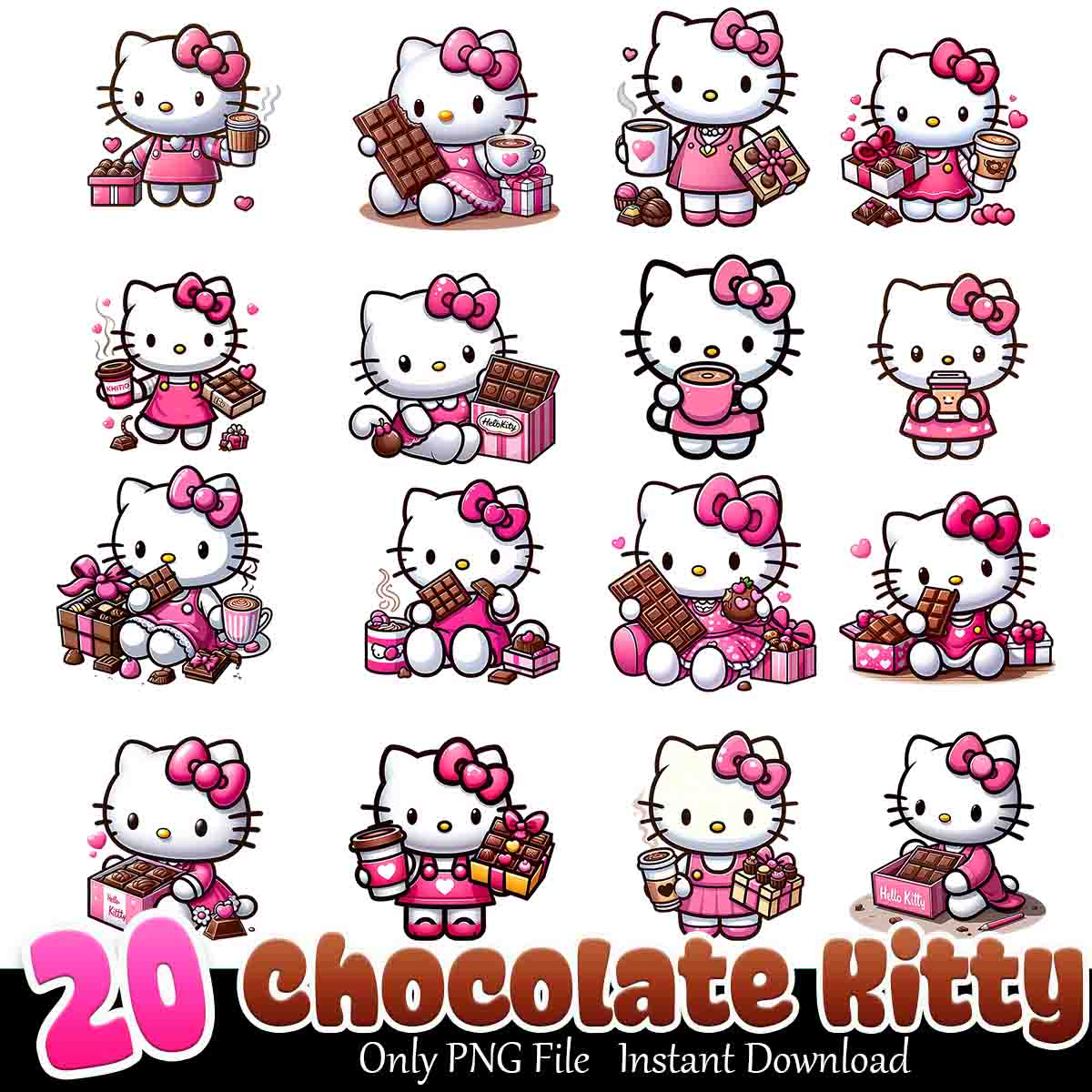 Coffee and Chocolate Kitty Bundle PNG 20+ Aristocats Love PNG Instant Download