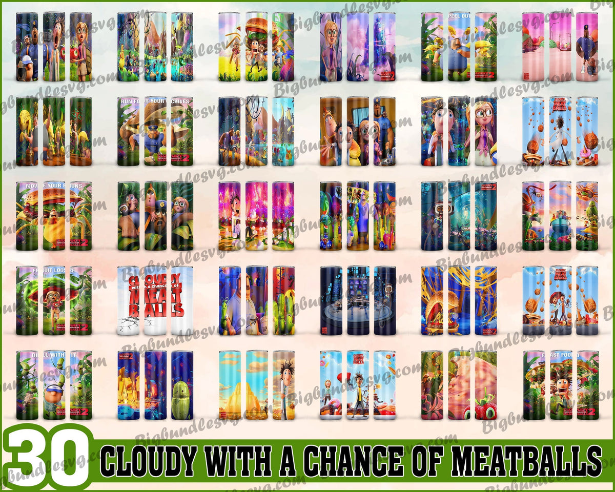 Cloudy with a Chance of Meatballs Tumbler - Cloudy with a Chance of Meatballs PNG - Tumbler design - Digital download